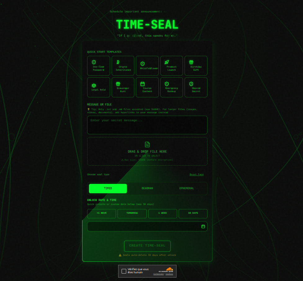 Time-Seal Landing Page