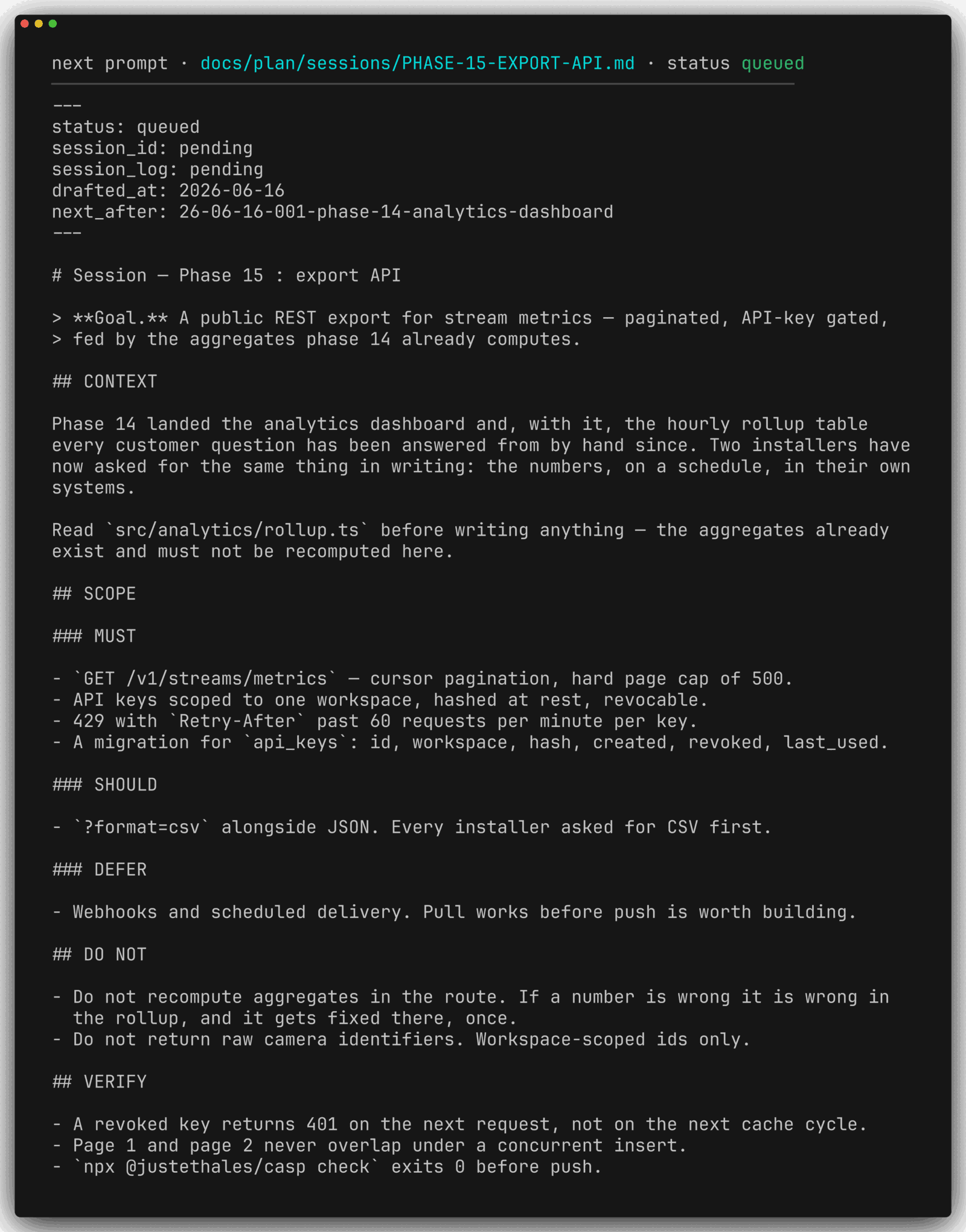 casp next printing the next session prompt in full