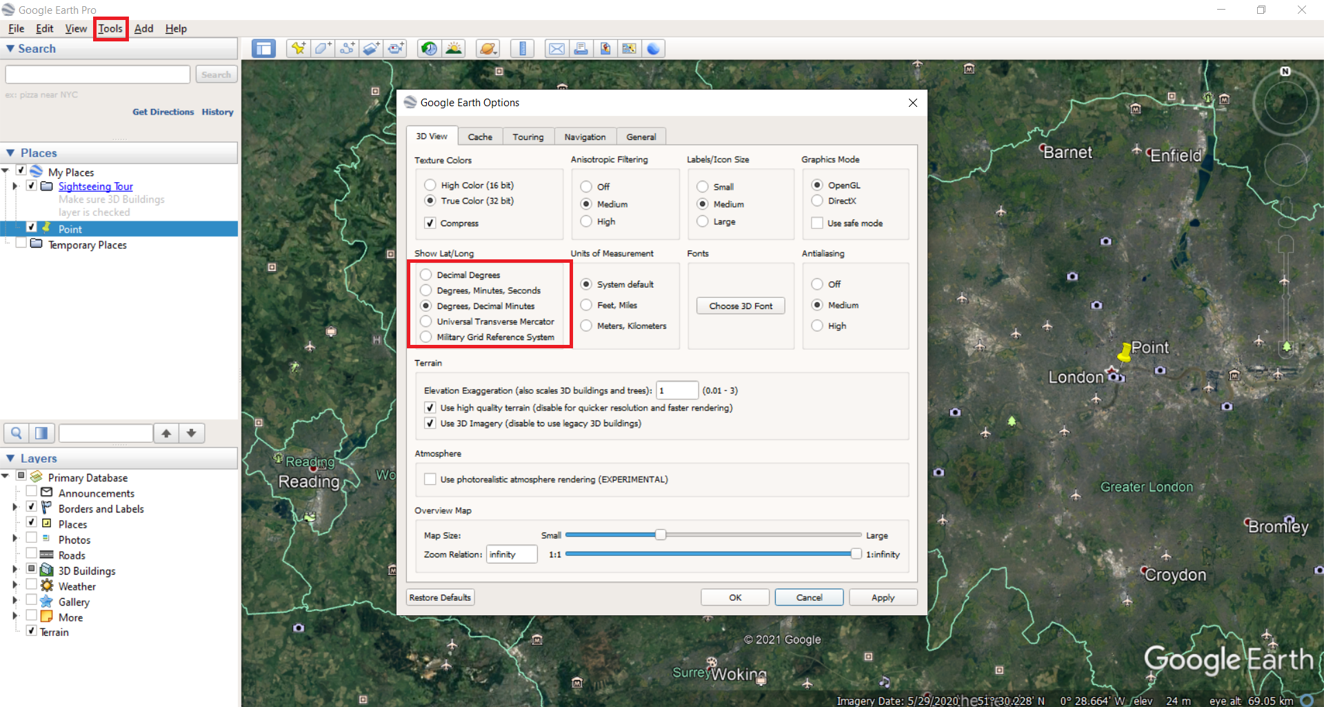 google earth pro for mac latitude longitude decimal