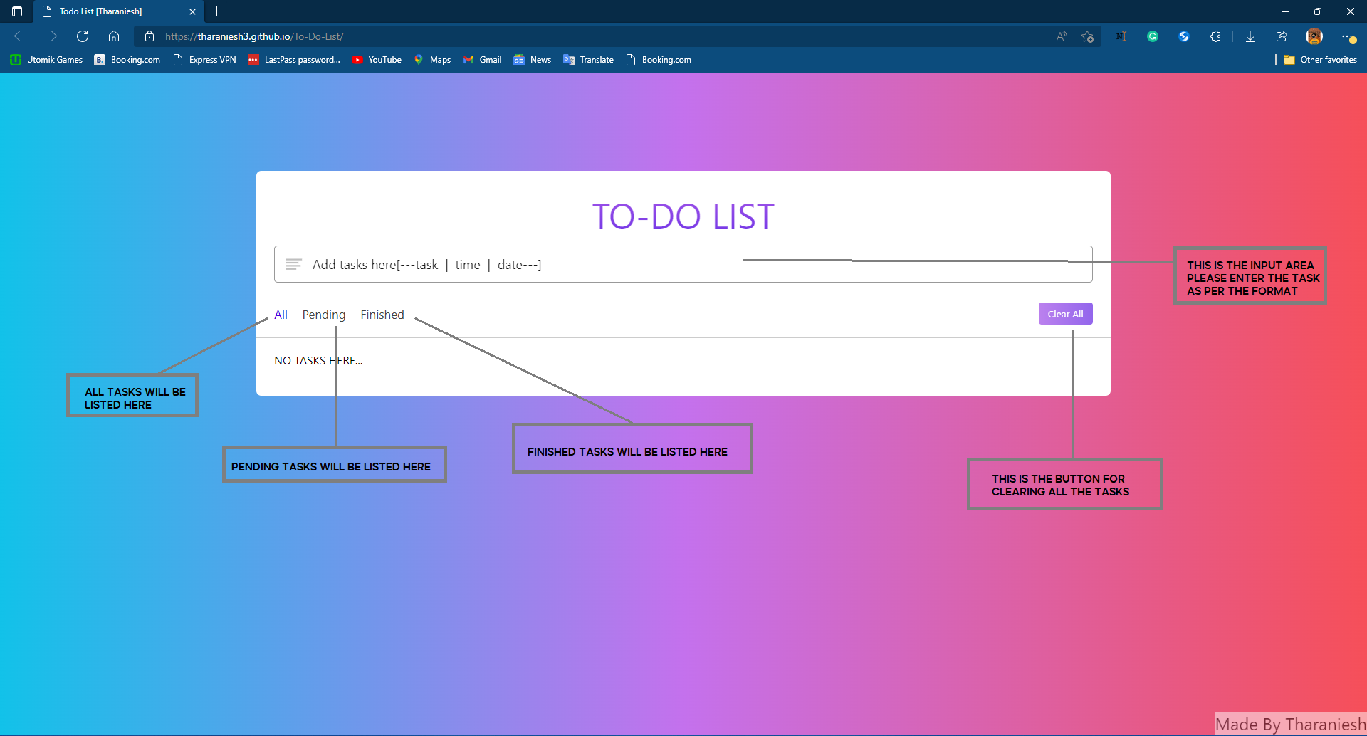 GitHub - Tharaniesh3/To-Do-List: I have made a To-Do-List web app and ...