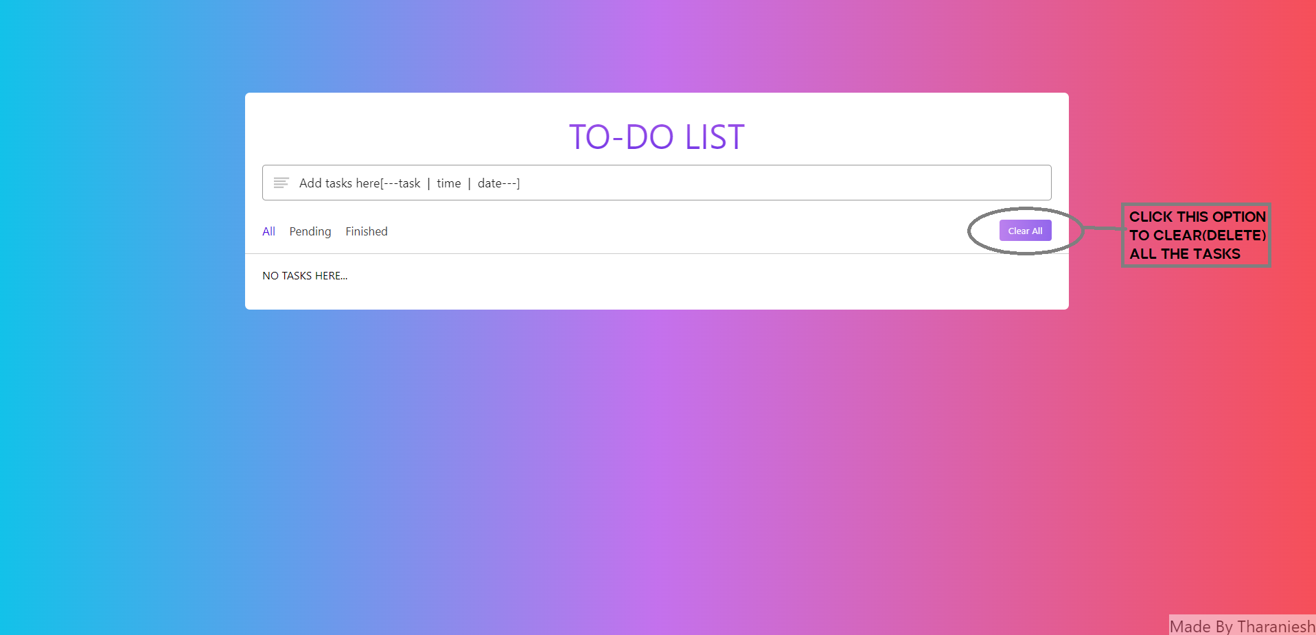 GitHub - Tharaniesh3/To-Do-List: I have made a To-Do-List web app and ...