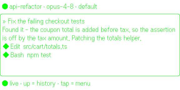 A live session streaming on the 576×288 HUD