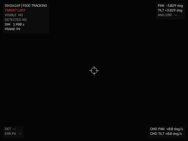 Recorded C++ visualizer frame from the target loss and re-entry scenario