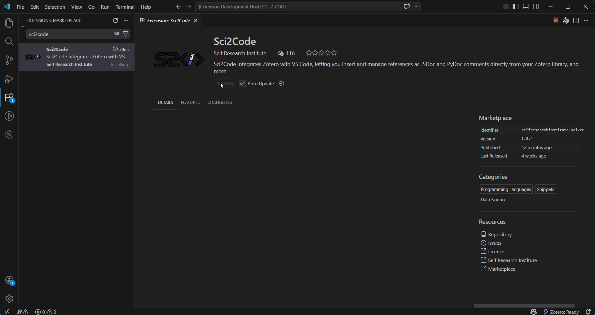 Marketplace install