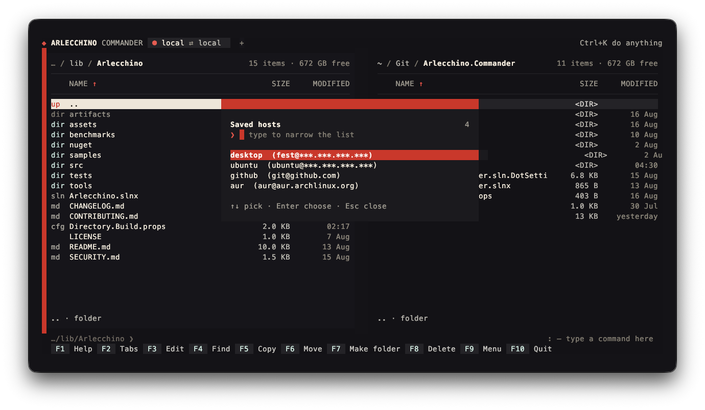 Hosts read from ~/.ssh/config