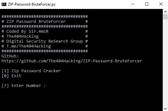 ZIP-Password-BruteForcer ScreenShot