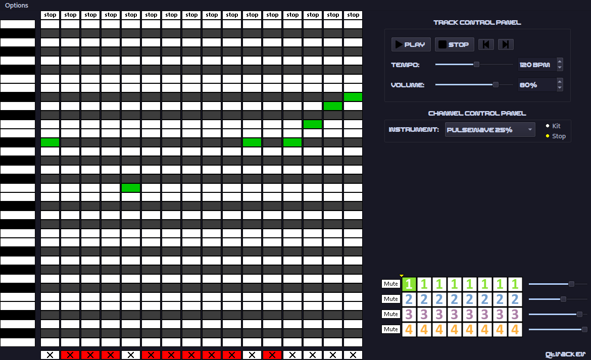 Screenshot of the main interface of Qtracker