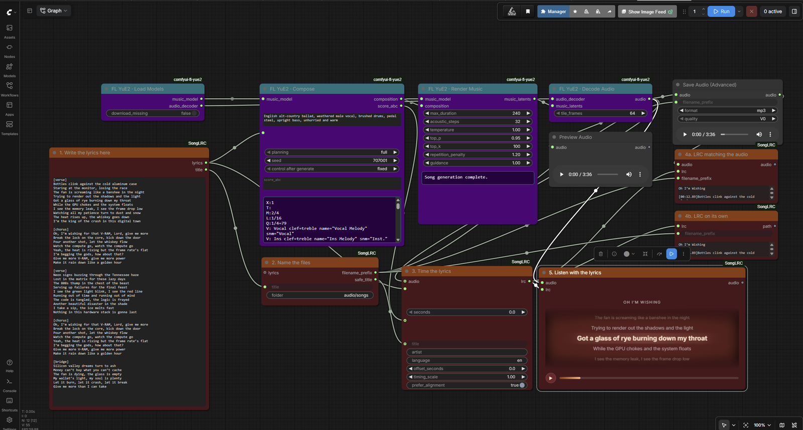The full pipeline on ComfyUI-FL-YuE2