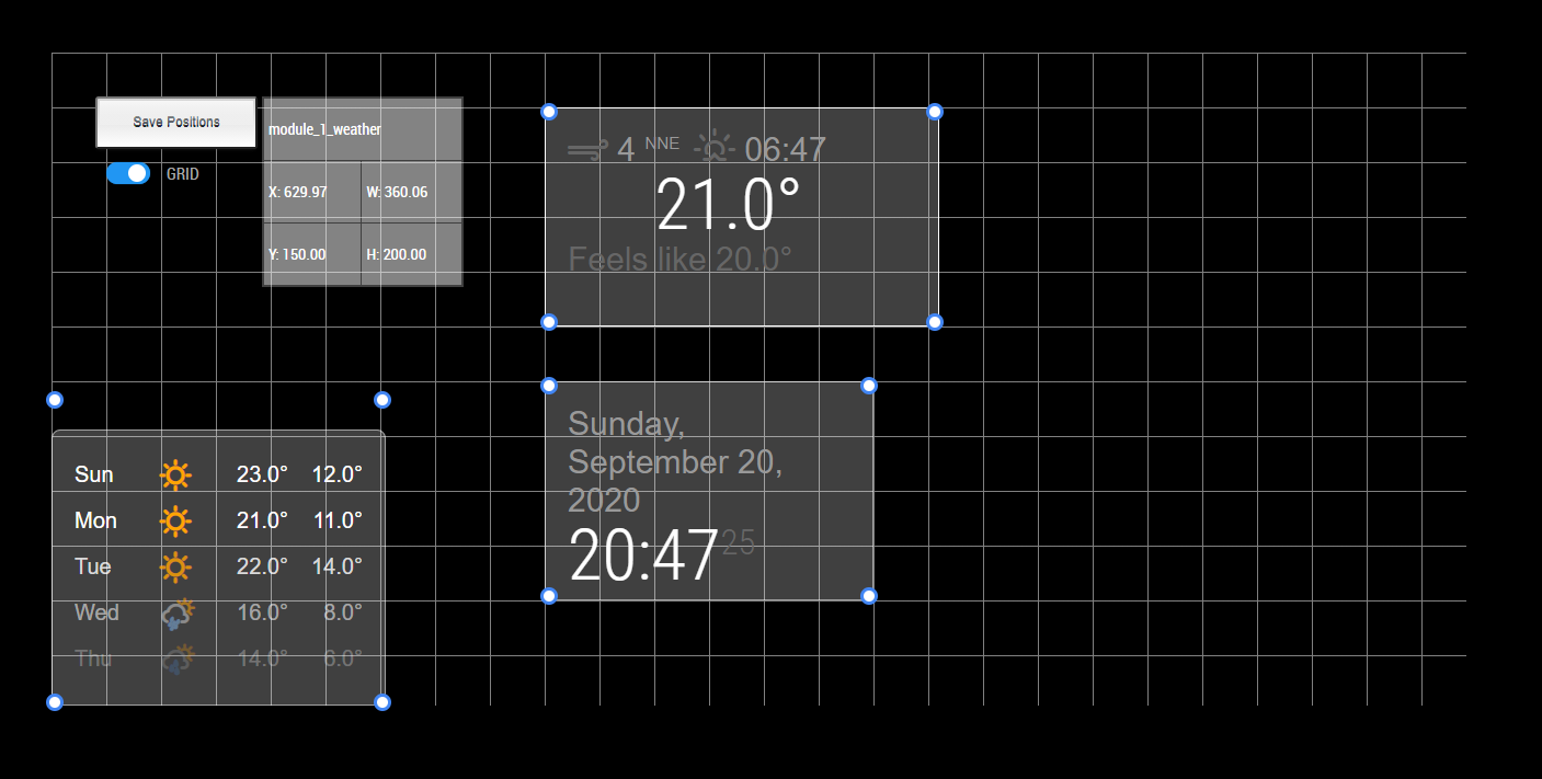 Example of MMM-ModulePosition resizing modules