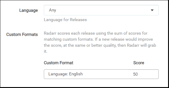 custom format score