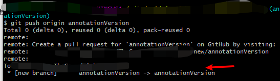 由于远程仓库没有本地的分支在push时自动创建了annotationVersion分支