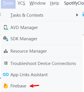使用时可能会没有 firebase 选项