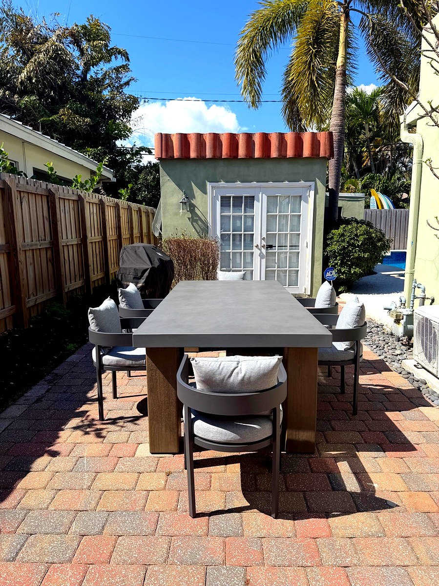 Outdoor dining area with patio table