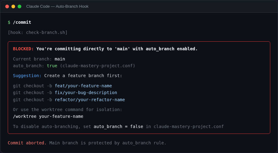 Auto-branch hook