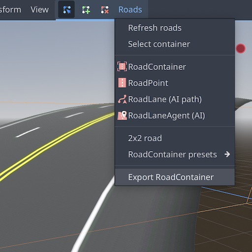 Export road mesh