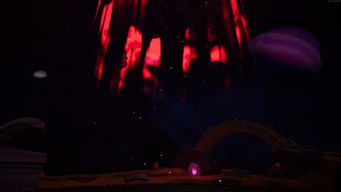Red aurora over the Planetarium arena