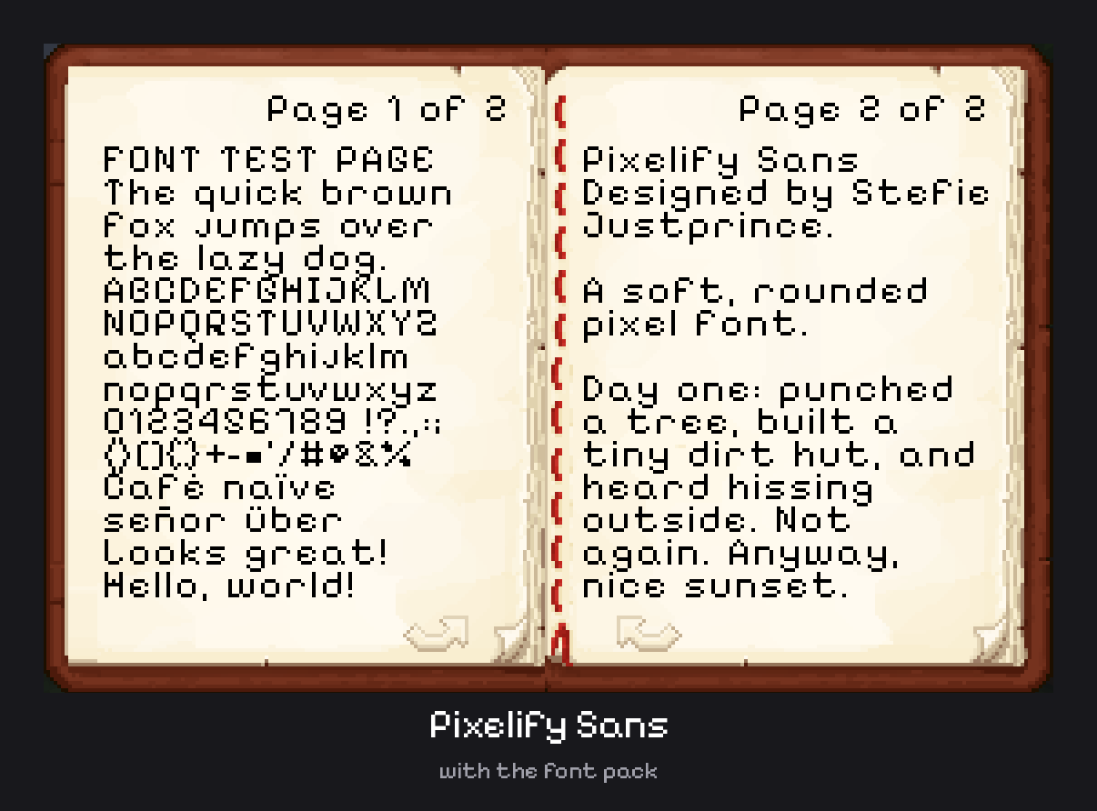 Pixelify Sans in a Minecraft book