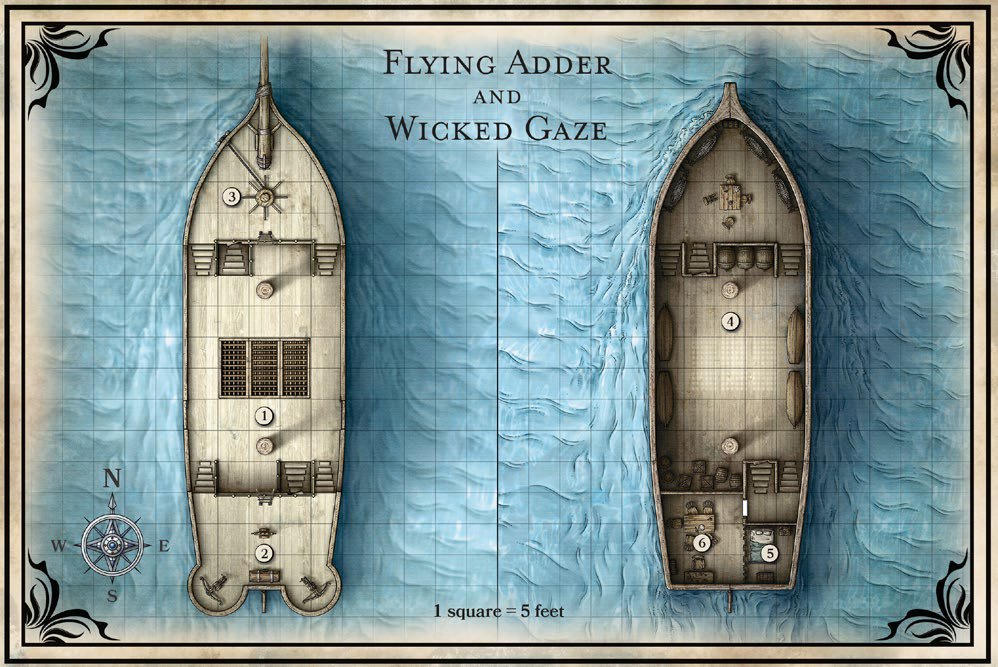 Map 1: Flying Adder and Wicked Gaze Deckplans