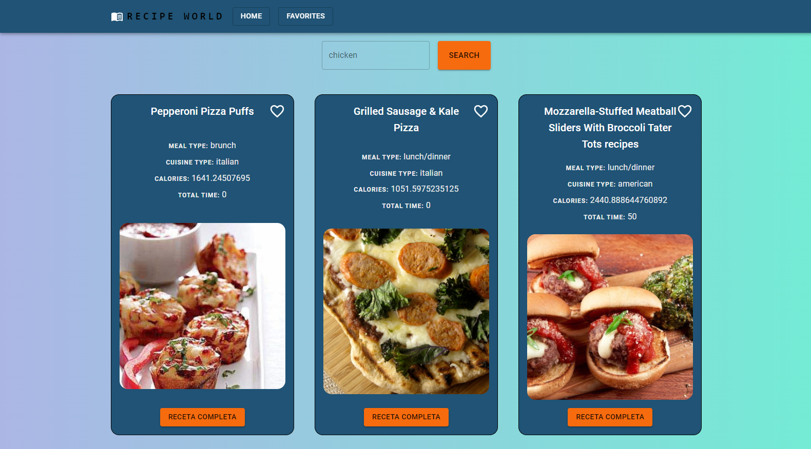 Design preview for the Recipe app