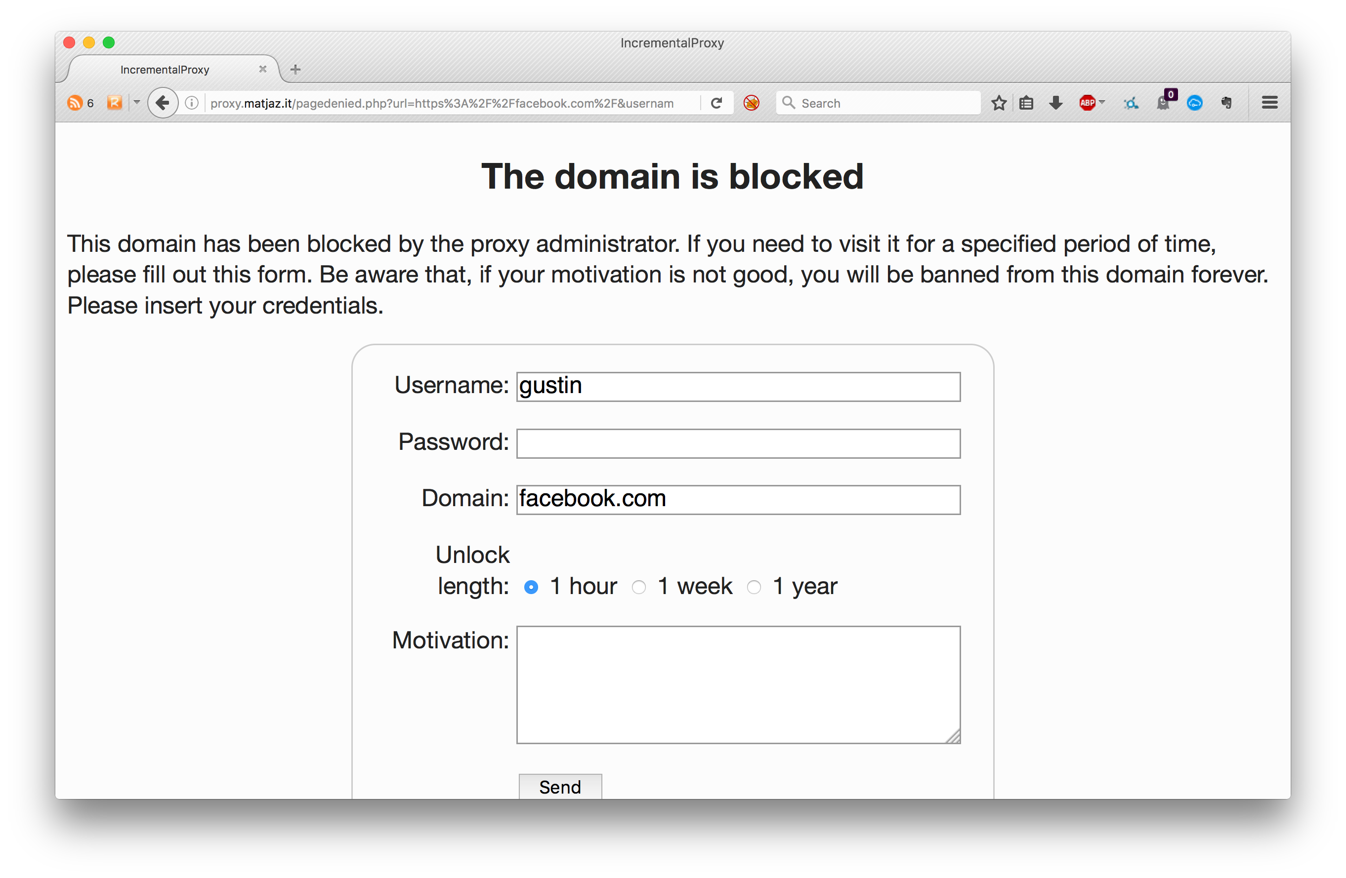 Motivate blocked domain