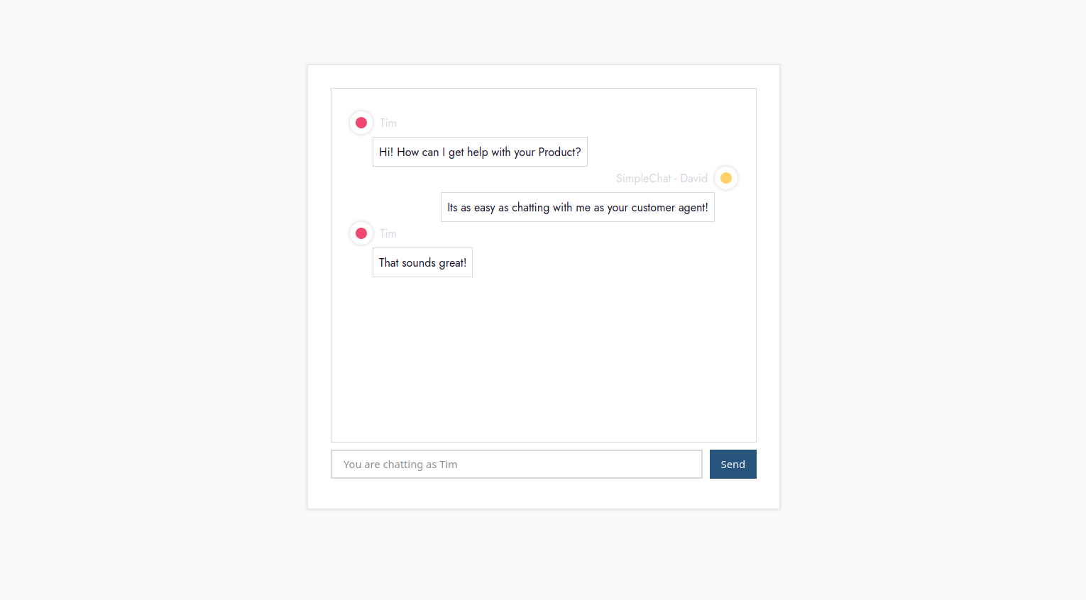 A chat window of a client