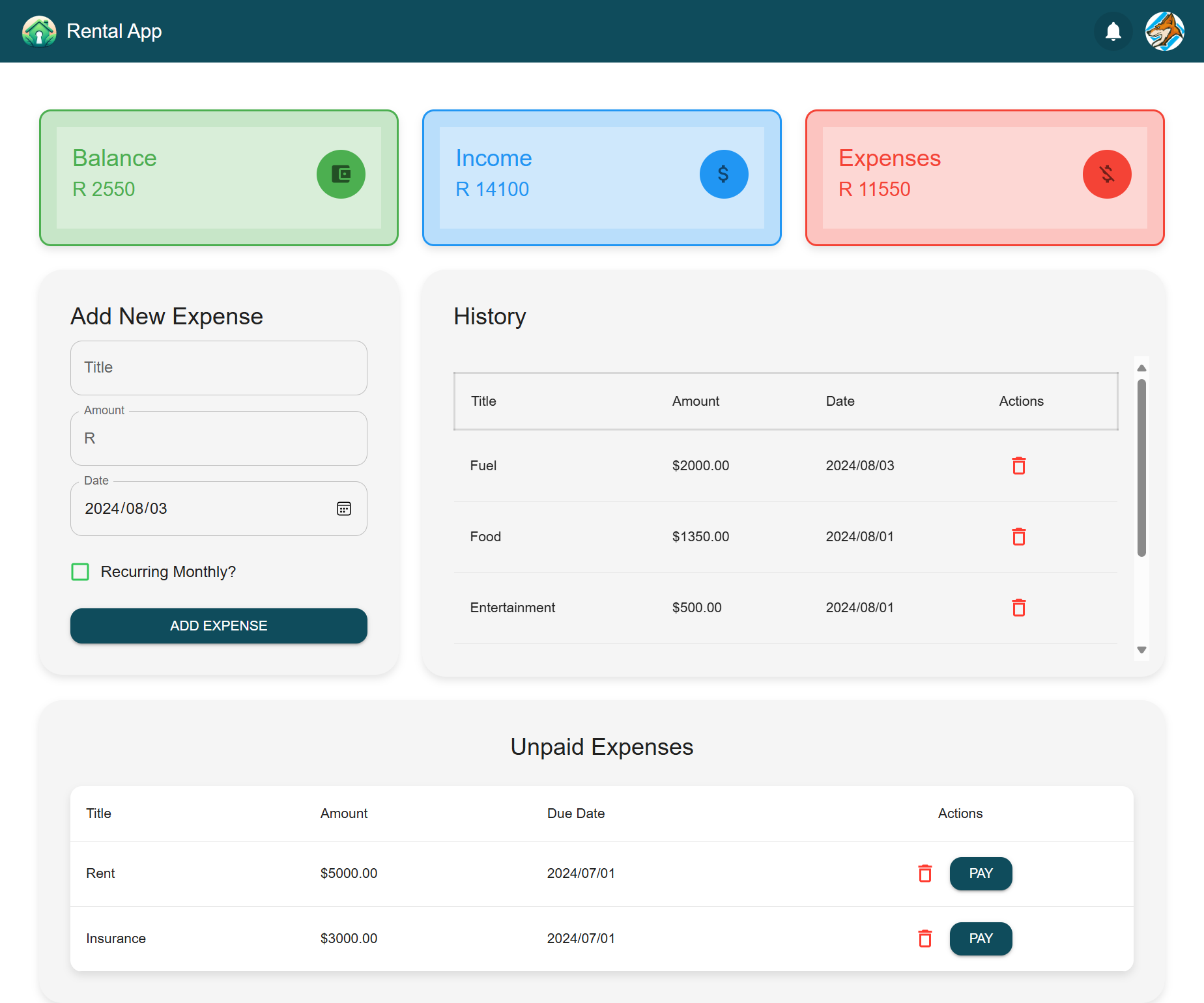 Expense Dashboard