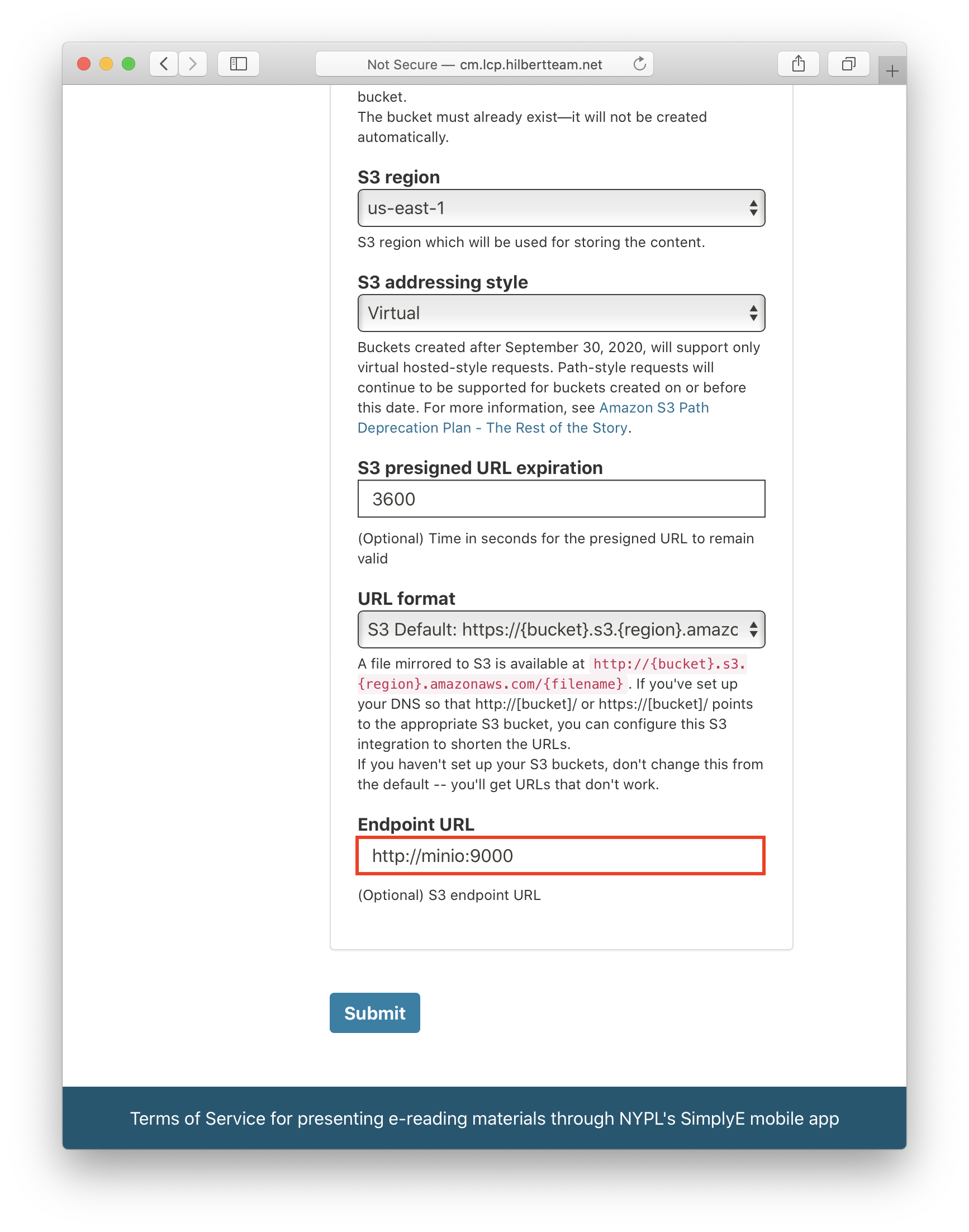 Creating an LCP storage service