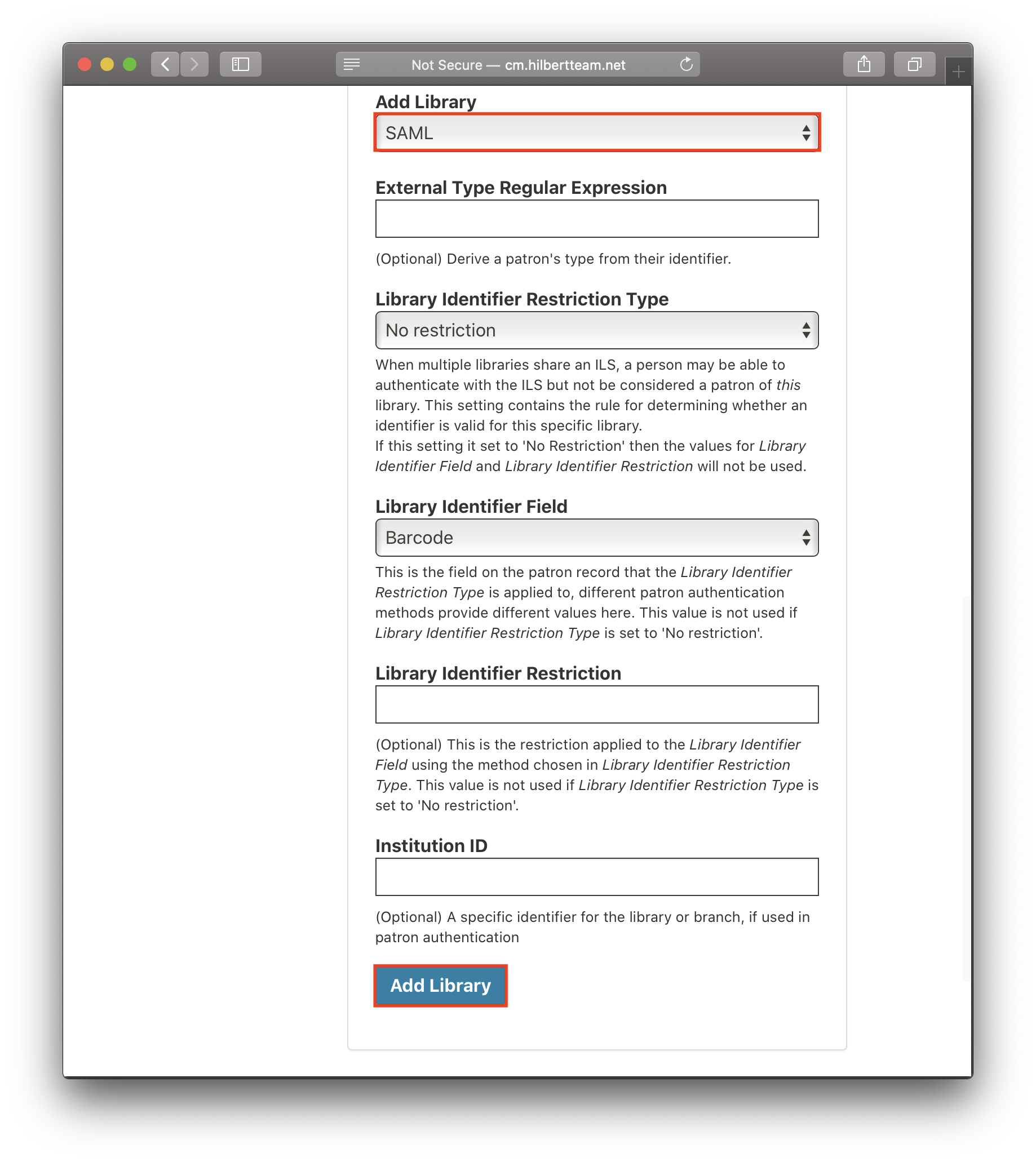 Setting up a SAML authentication provider