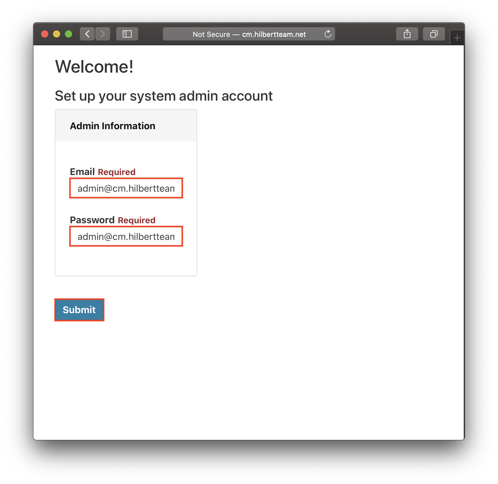 Setting up an administrator account