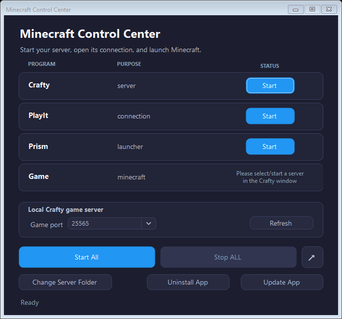 Minecraft Control Center v1.0.0