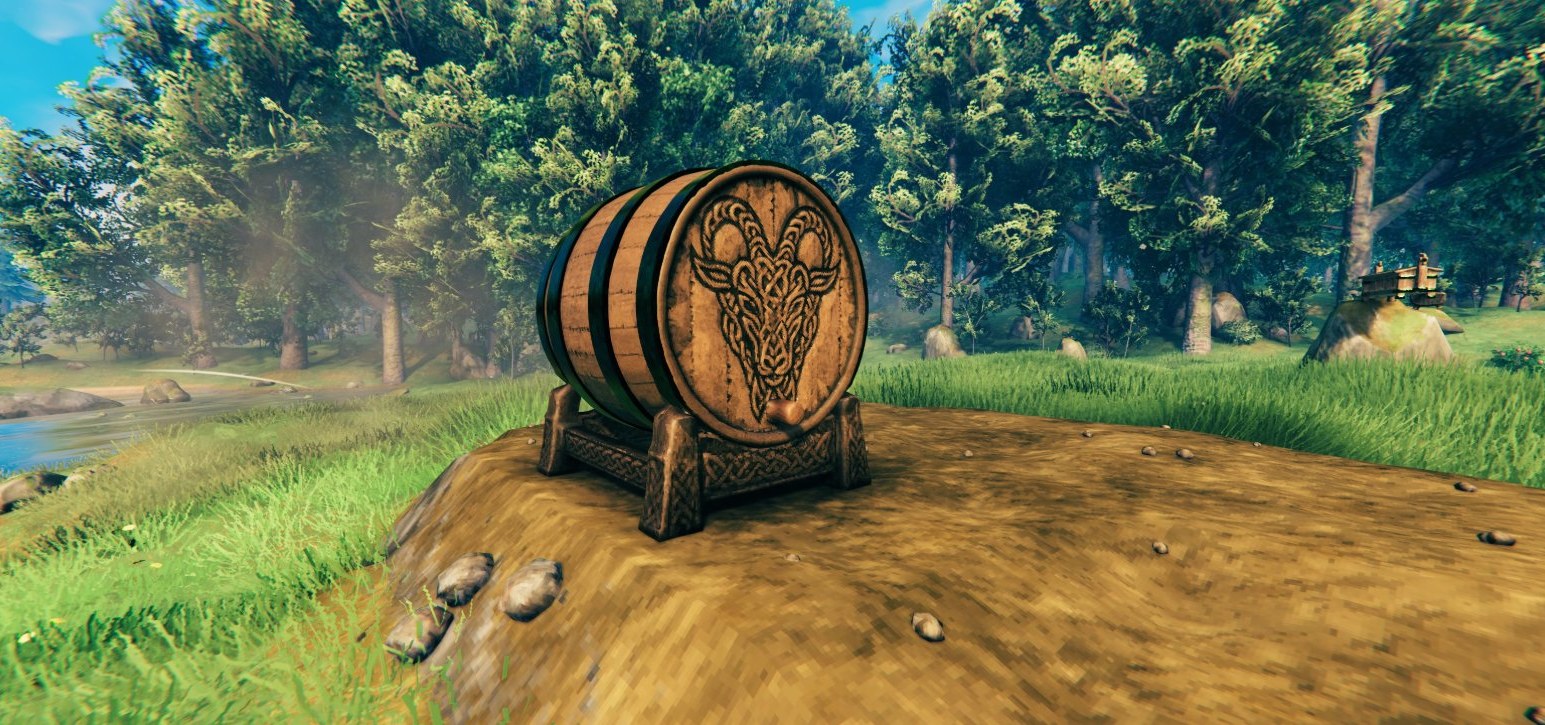 Heiðrún's Cask on a grassy hill
