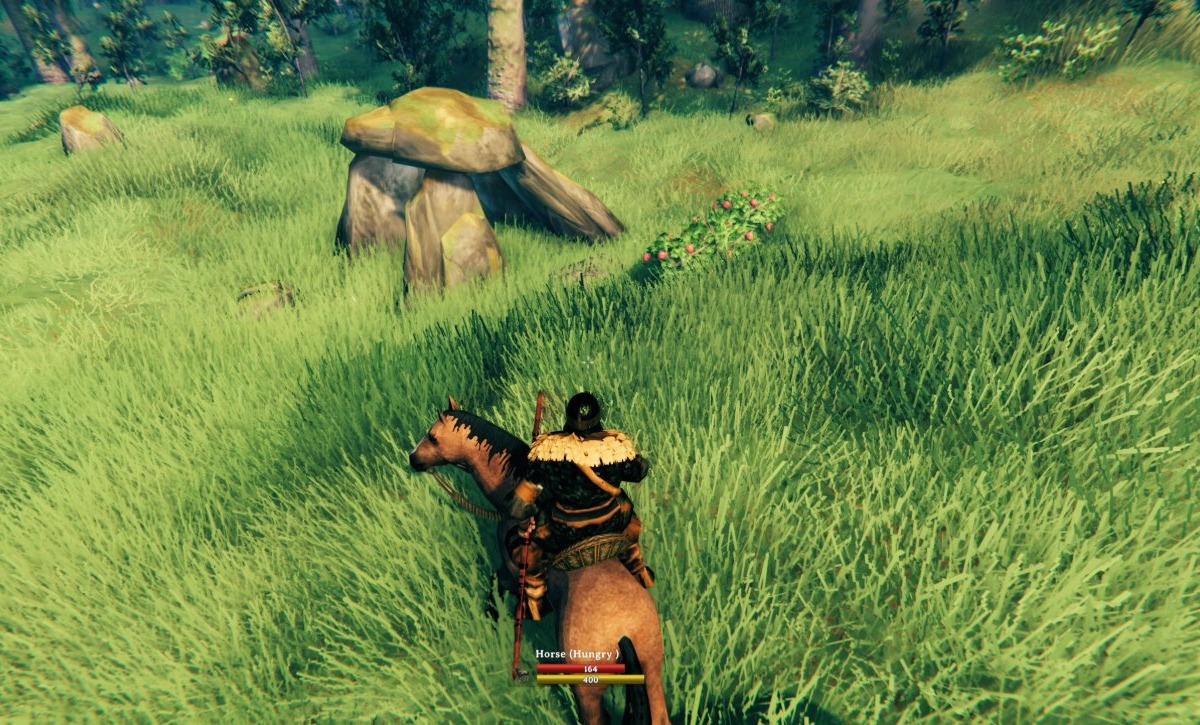 Turning the Odin Horse past a dolmen with A and D
