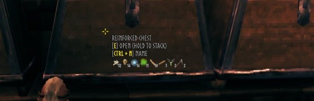 A named chest and its contents in runic hover text