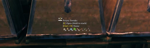 A named chest and its contents on hover