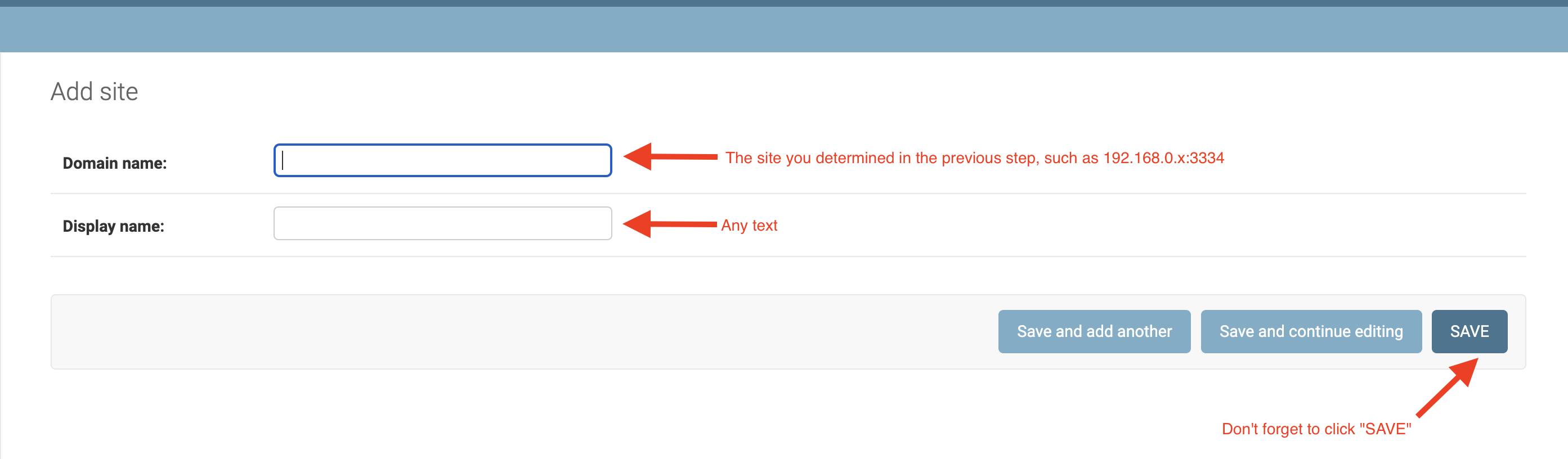 Site configuration