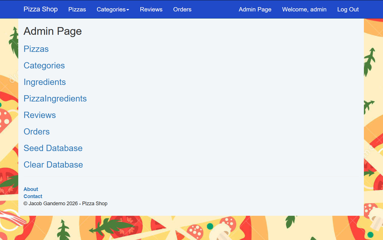 Admin page