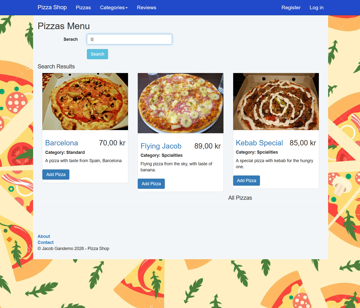 Pizza search