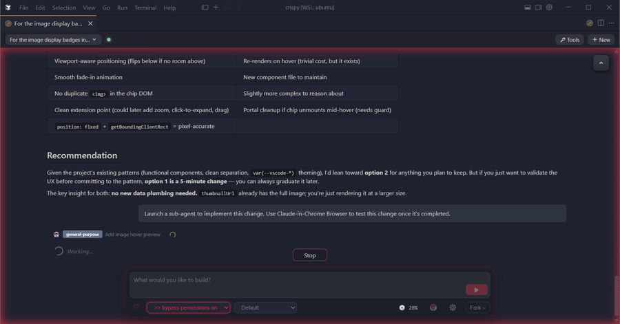 Tool audit panel — sub-agent badge, expanded tool output with timing and status