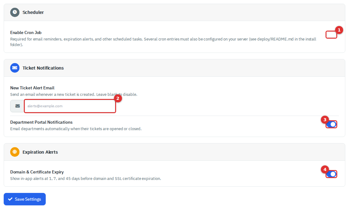 The Notification Settings page
