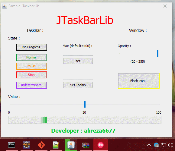 JTaskbarLib_Screenshot1