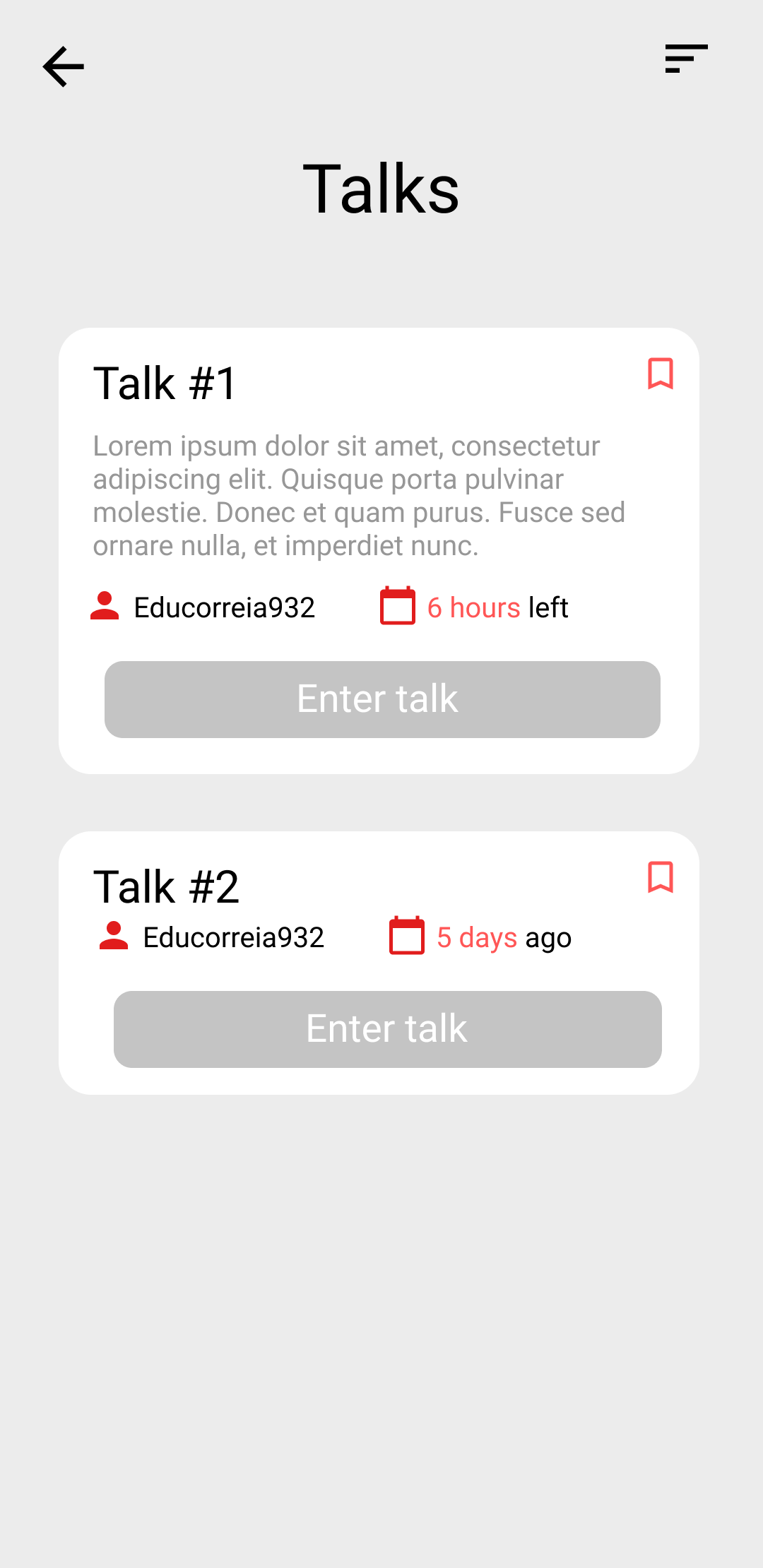 Talks Screen