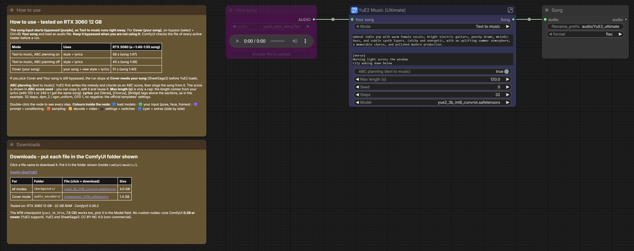 YuE2 Music workflow in ComfyUI