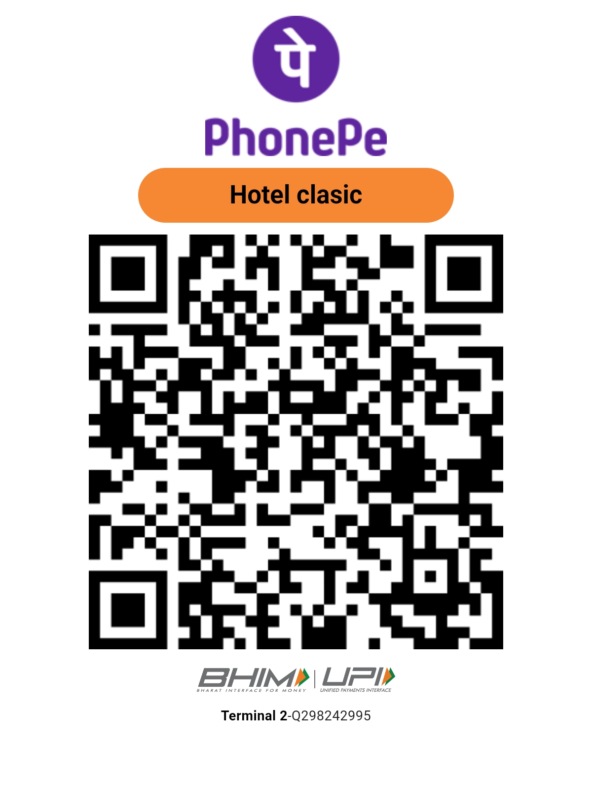 PhonePe QR Code — Hotel Classic Panipat