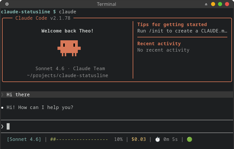 claude-statusline screenshot