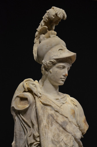 Carole Raddato - Statue of Athena wearing a Corinthian helmet - CC Share Alike license