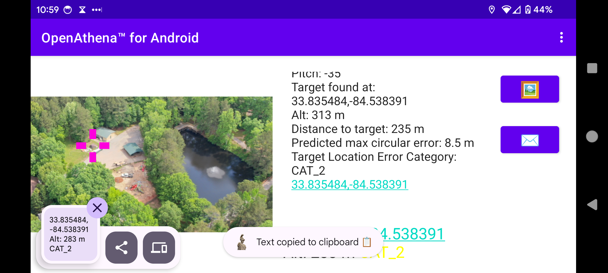 OpenAthena Android DJI_0419.JPG target location text copied to clipboard