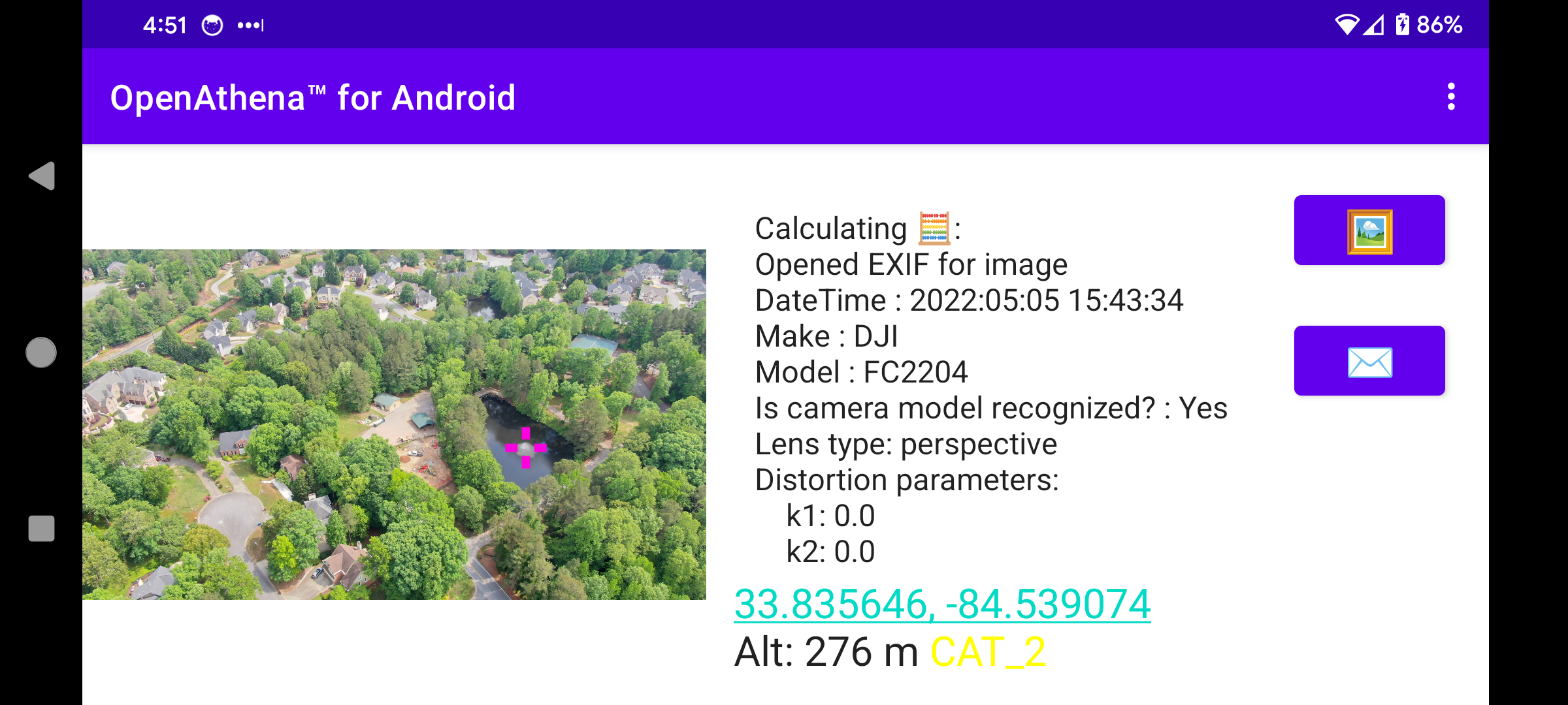 OpenAthena for Android demo of arbitrary point selection for raycast calculation