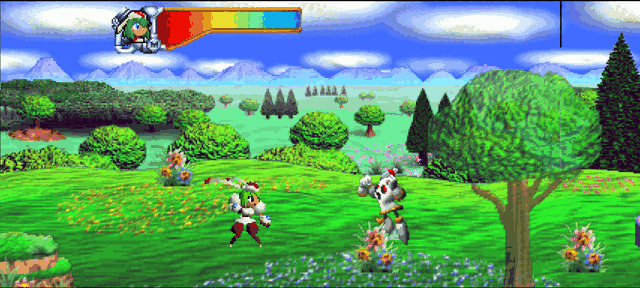 Marina idling in the first level with the scene expanded to 16:9