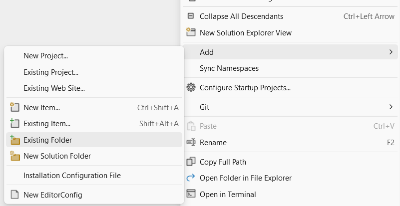 Add Physical Folder