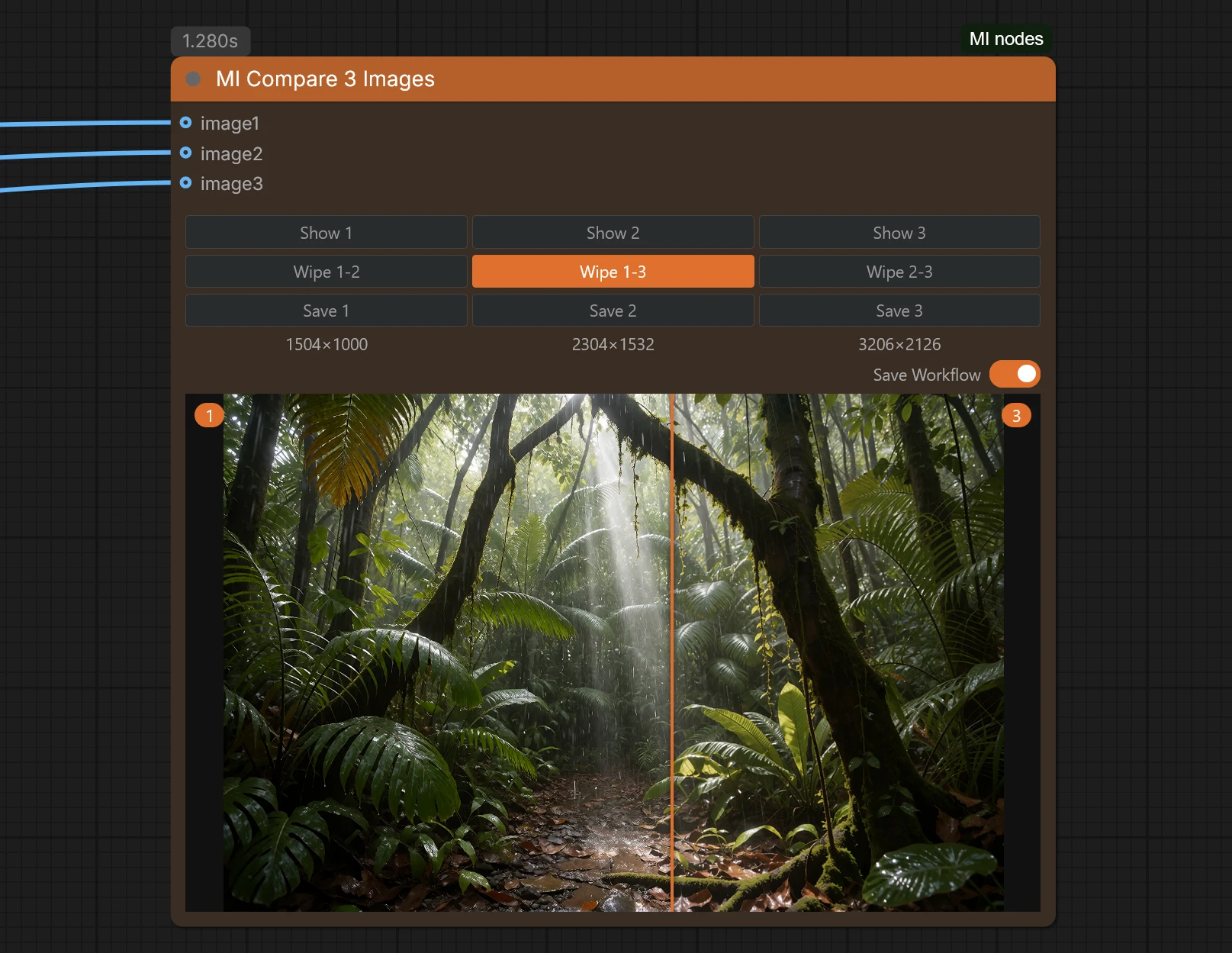 MI Compare 3 Images node